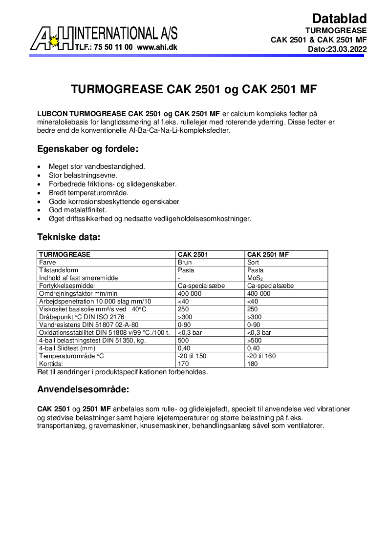 

TURMOGREASE CAK 2501 og 2501 MF doc

