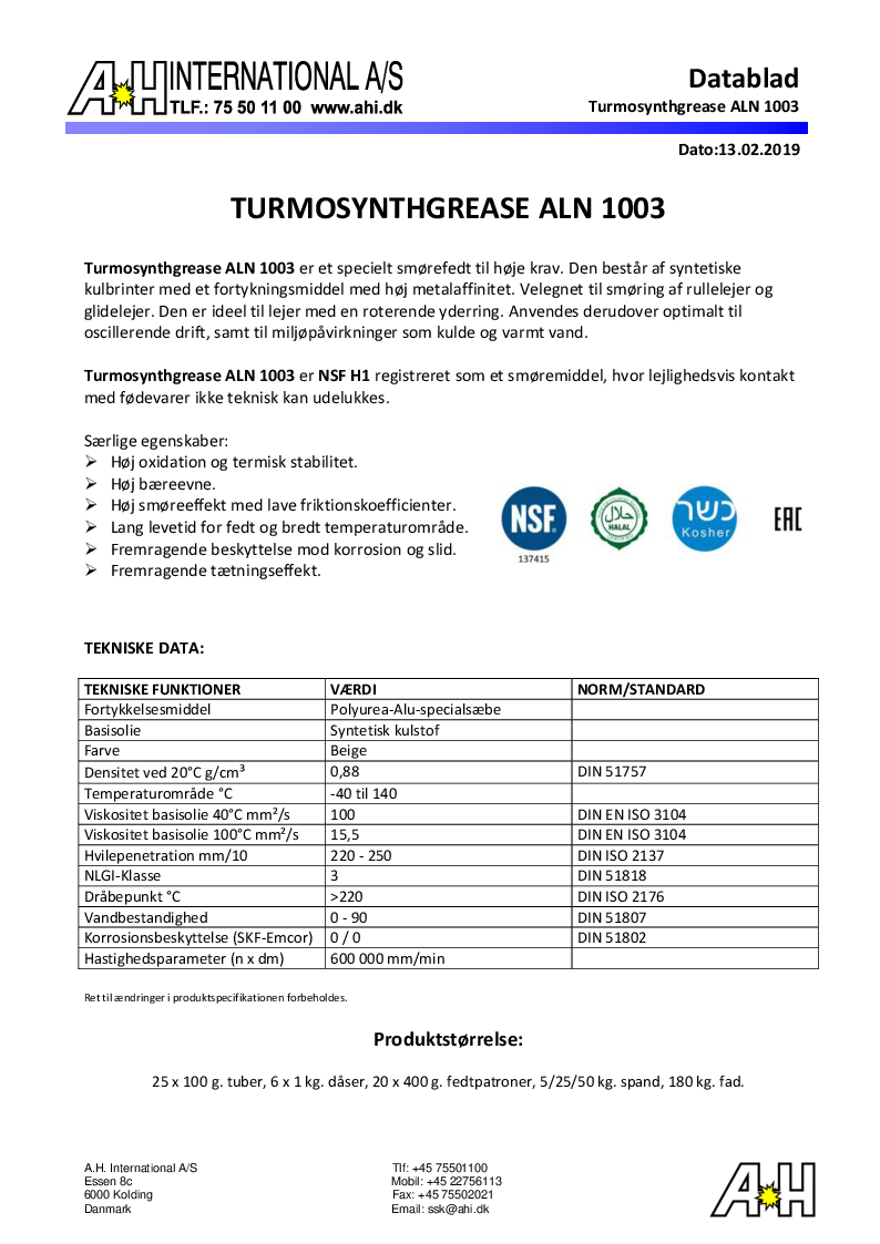 

Turmosynthgrease ALN 1003

