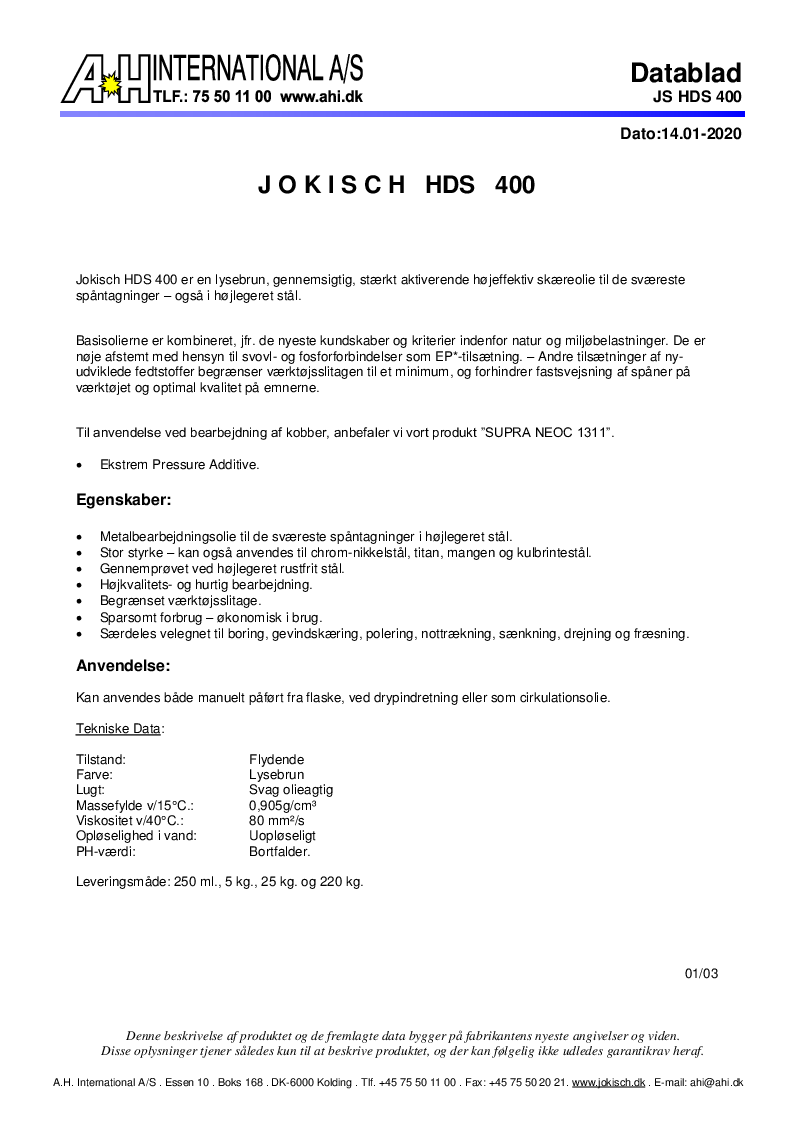 

JS HDS 400 dansk

