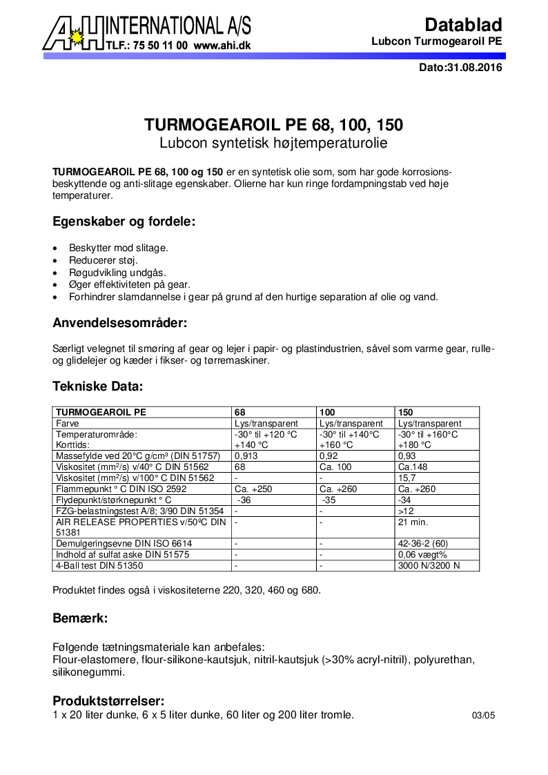 

Turmogearoil PE 68 100 150

