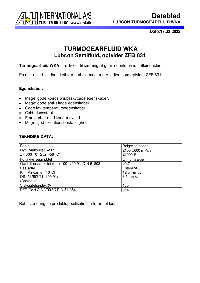 

Turmogearfluid WKA

