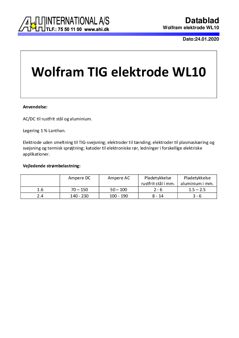 

WL10 Wolfram elektrode dansk

