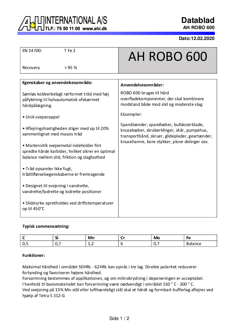 

AH ROBO 600 dansk

