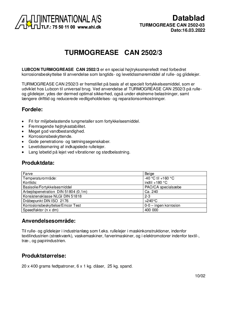 

Turmogrease CAN 2502 3

