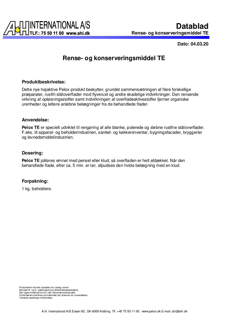 

TE Rense og konserveringsmiddel

