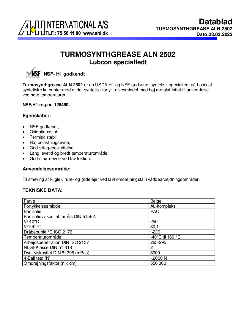

Turmosynthgrease ALN 2502

