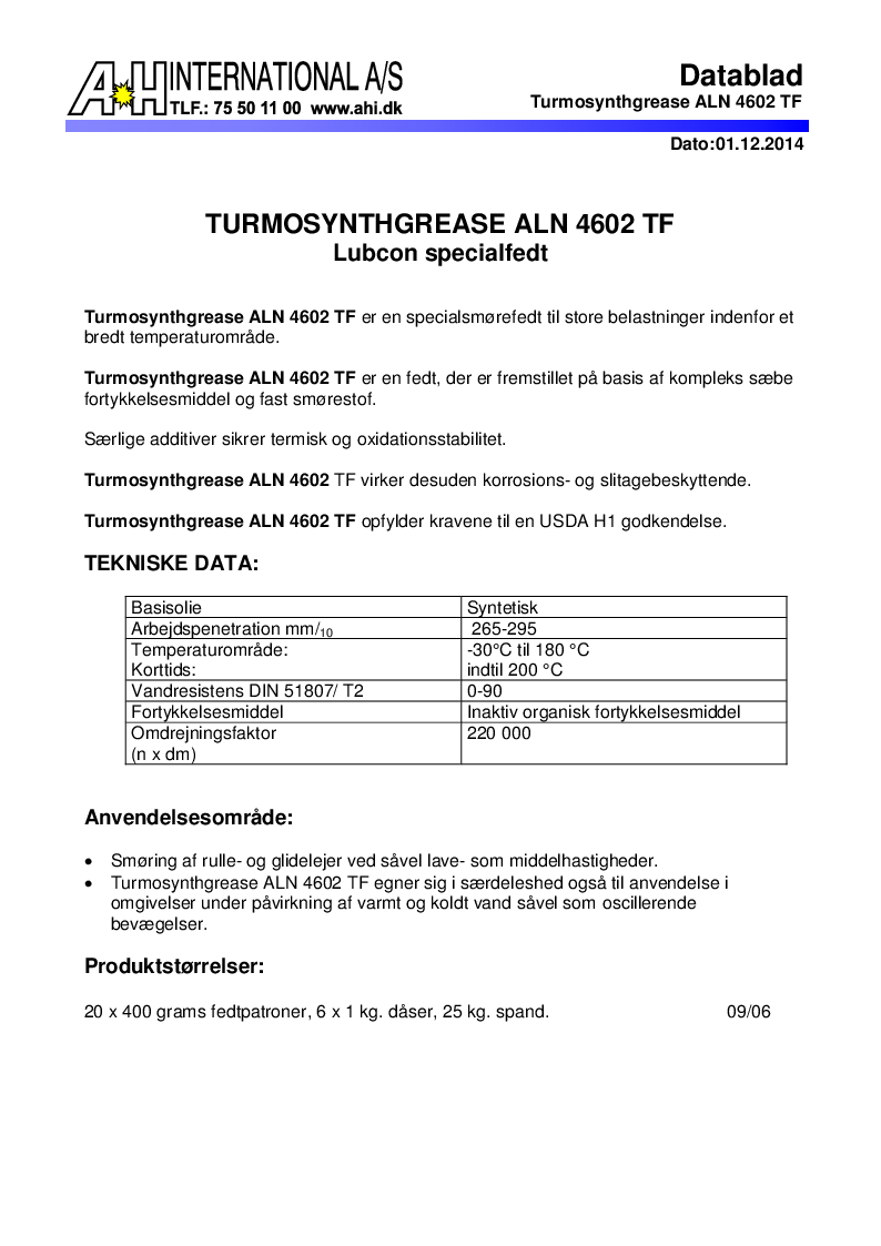 

Turmosynthgrease ALN 4602 TF

