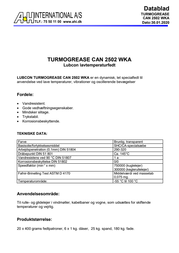 

Turmogrease CAN 2502 WKA

