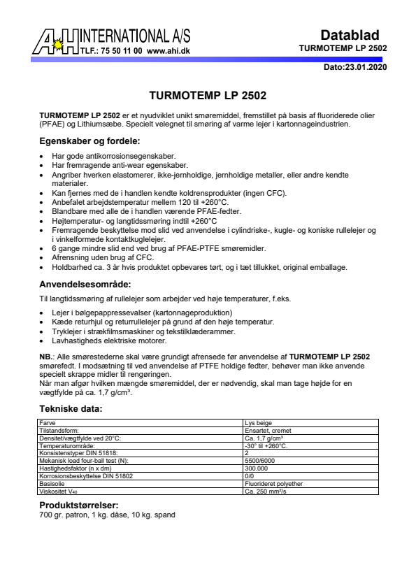 

TURMOTEMP LP 2502datablad

