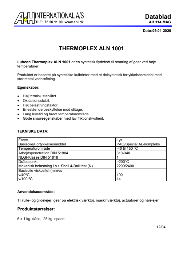 

BL 11010152810Thermoplex ALN 1001

