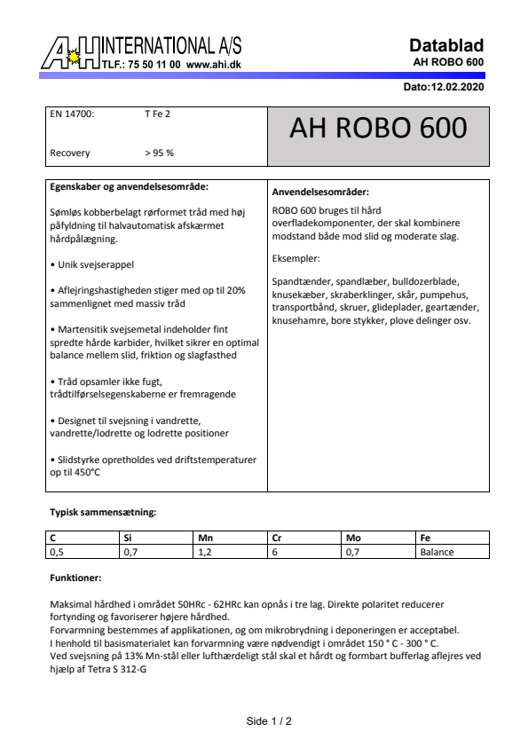 

AH ROBO 600 dansk

